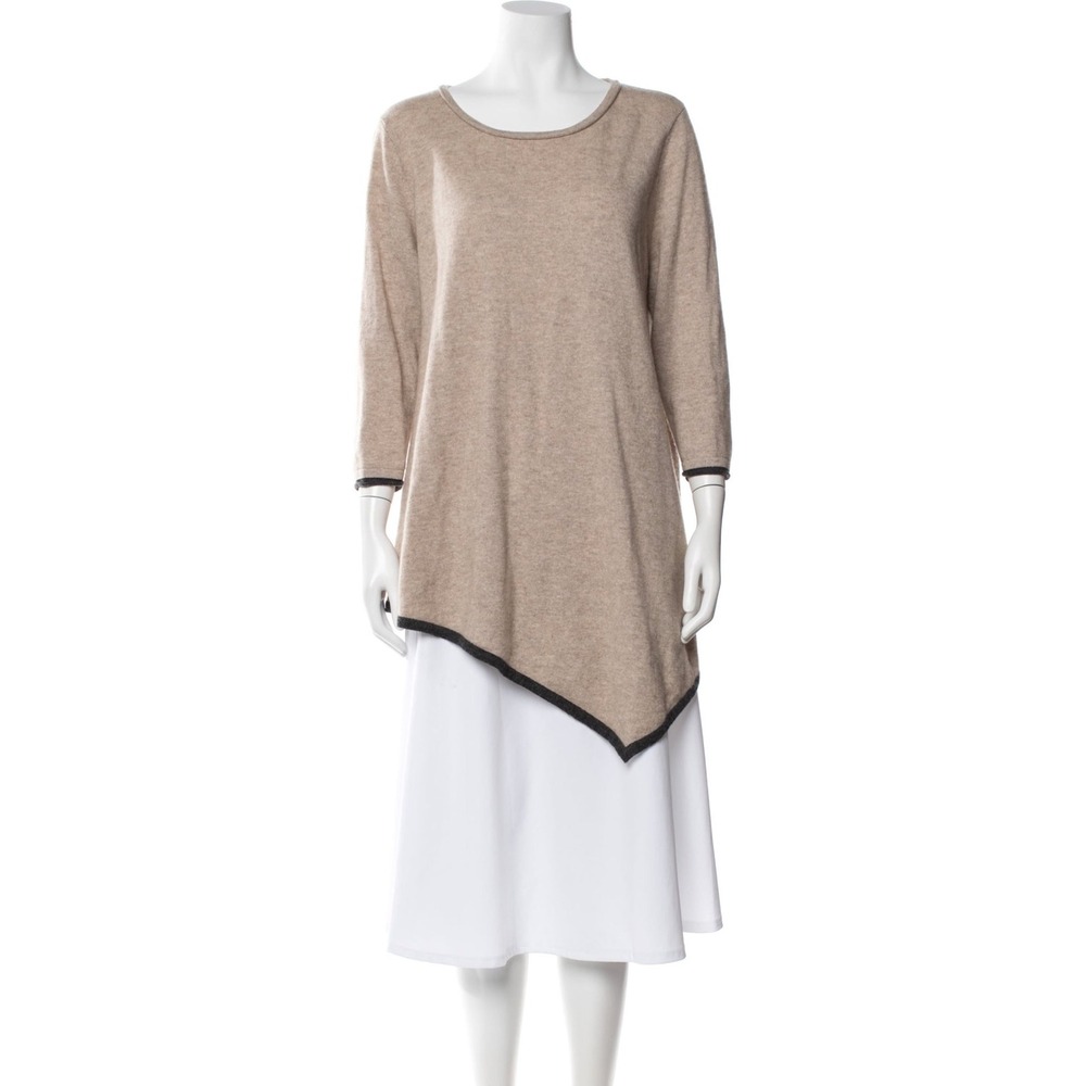 Philosophy Dane Lewis Tunic Sweater Cashmere Asymmetric Hem Tan Large
